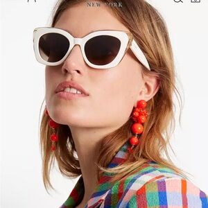 kate spade White and Gold Cat Eye Sunglasses with Dark Lenses